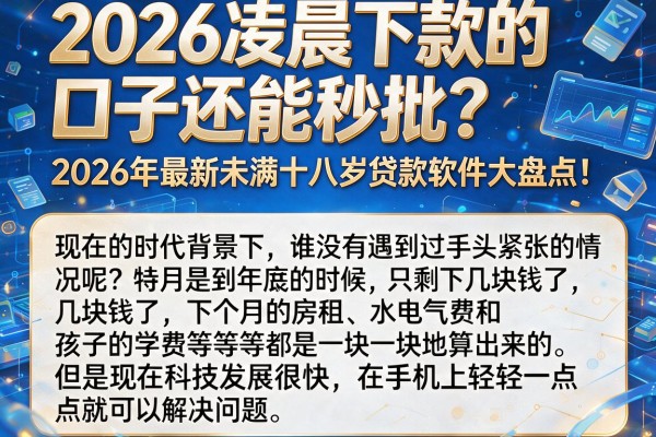 2026凌晨下款的口子还能秒批？2026年最新未满十八岁贷款软件大盘点！