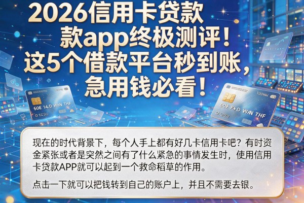 2026信用卡贷款app终极测评!这5个借款平台秒到账,急用钱必看