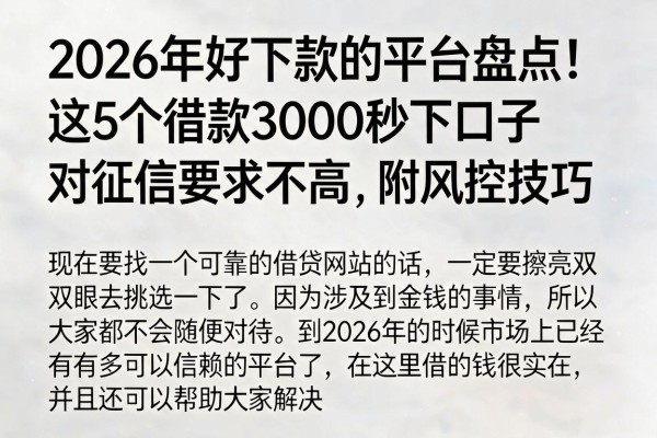 2026年好下款的平台盘点!这5个借款3000秒下口子对征信要求不高,附风控技巧