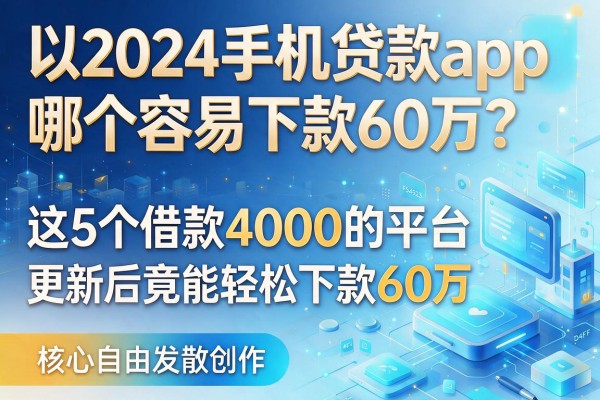 2024手机贷款app哪个容易下款60万?这5个借款4000的平台更新后竟能轻松下款60万