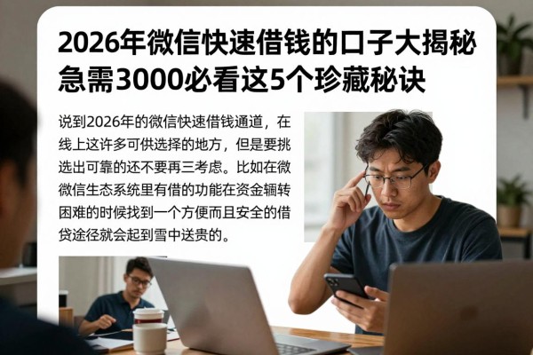 2026年微信快速借钱的口子大揭秘!急需3000必看这5个珍藏秘诀