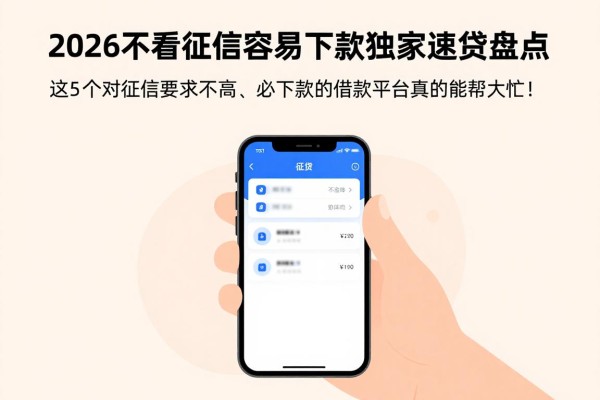 2026不看征信容易下款app独家速贷盘点:这5个对征信要求不高、必下款的借款平台真的能帮大忙!