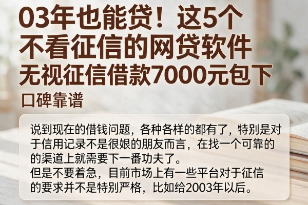03年也能贷!这5个不看征信的网贷软件,无视征信借款7000元包下,口碑靠谱