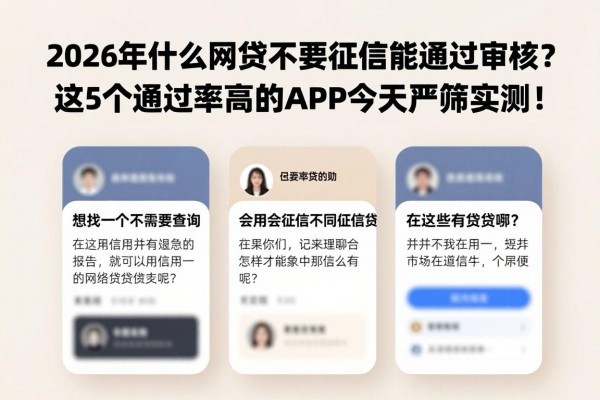 2026年什么网贷不需要征信能通过审核?这5个通过率高的APP今天严筛实测!