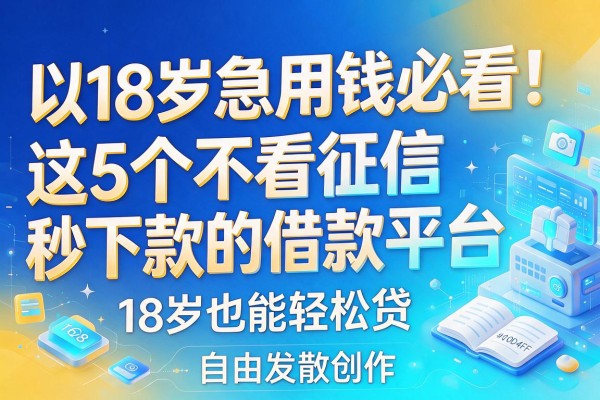 18岁急用钱必看！这5个不看征信秒下款的借款平台，18岁也能轻松贷