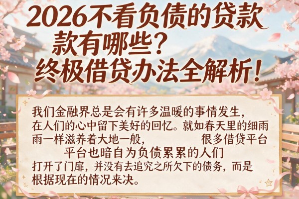 2026不看负债的贷款有哪些？终极借贷办法全解析！