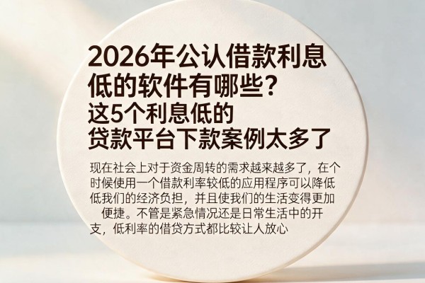 2026年公认借款利息低的软件有哪些？这5个利息低的贷款平台下款案例太多了