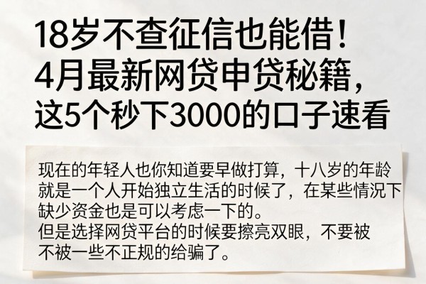 18岁不查征信也能借！4月最新网贷申贷秘籍，这5个秒下3000的口子速看