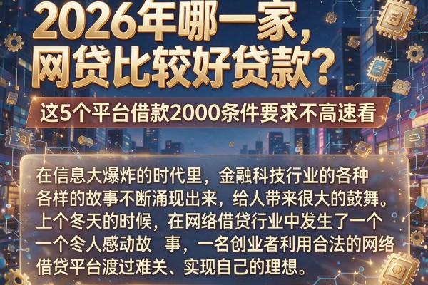 2026年哪一家网贷比较好贷款?这5个平台借款2000条件要求不高速看