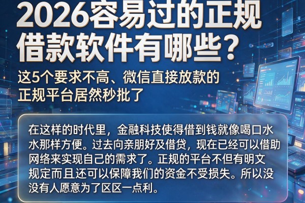 2026容易过的正规借款软件有哪些?这5个要求不高、微信直接放款的正规平台居然秒批了