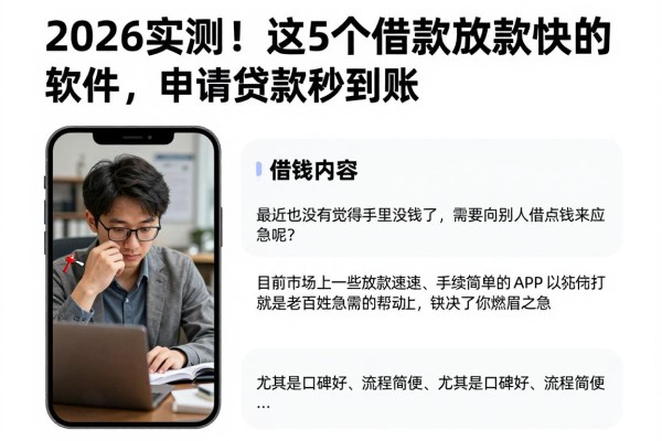 2026实测！这5个借款放款快的软件，申请贷款秒到账