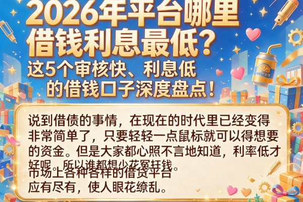 2026年平台哪里借钱利息最低？这5个审核快、利息低的借钱口子深度盘点！