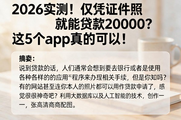 2026实测!仅凭证件照就能贷款20000?这5个App真的可以!