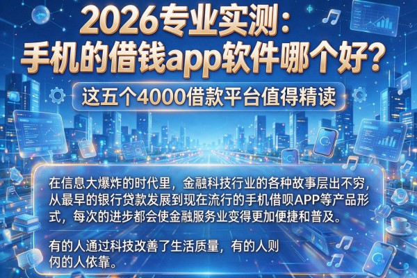 2026专业实测：手机的借钱app软件哪个好？这五个4000借款平台值得精读