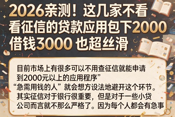 2026亲测!这几家不看征信的贷款应用包下2000,借钱3000也超丝滑