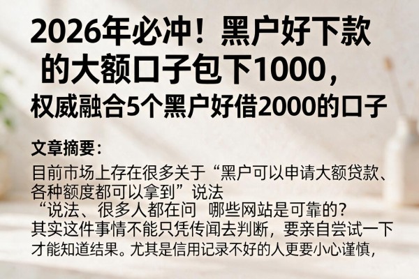 2026年必冲!黑户好下款的大额口子包下1000,权威融合5个黑户好借2000的口子
