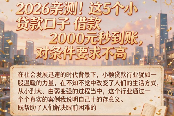 2026亲测！这5个小贷款口子借款2000元秒到账，对条件要求不高