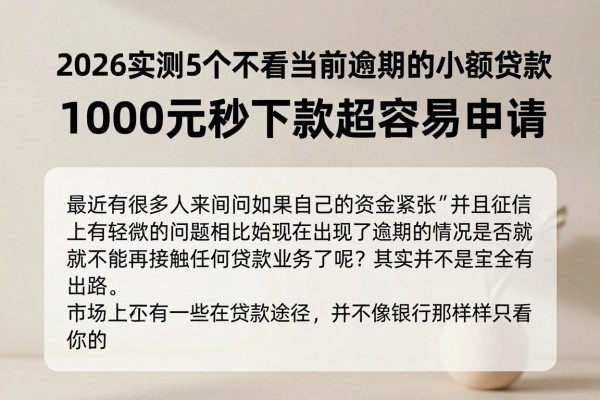 2026实测5个不看当前逾期的小额贷款,1000元秒下款超容易申请