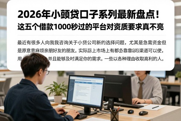 2026年小额贷口子系列最新盘点!这五个借款1000秒过的平台对资质要求真不高