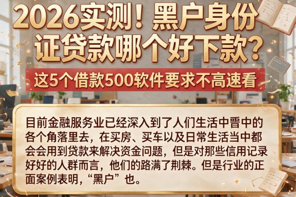 2026实测!黑户身份证贷款哪个好下款?这5个借款500软件要求不高速看