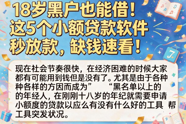 18岁黑户也能借！这5个小额贷款软件秒放款，缺钱速看
