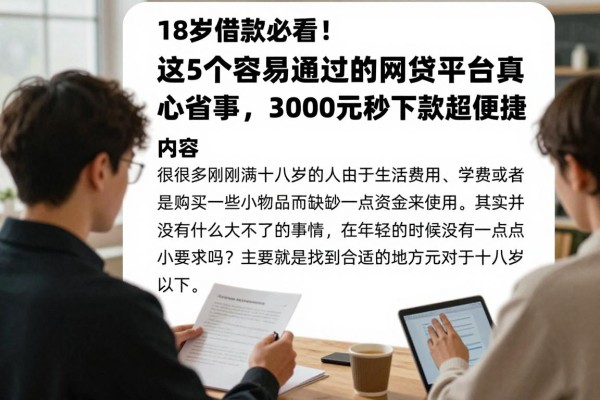 18岁借款必看！这5个容易通过的网贷平台真心省事，3000元秒下款超便捷
