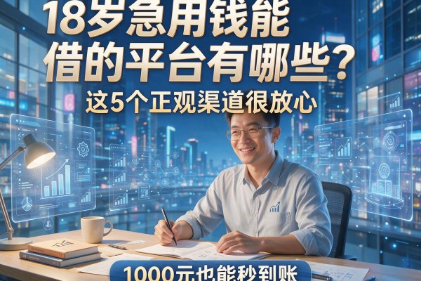 18岁急用钱能借的平台有哪些？这5个正规渠道很放心，1000元也能秒到账