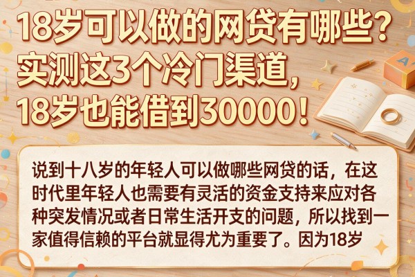 18岁可以做的网贷有哪些？实测这3个冷门渠道，18岁也能借到30000！