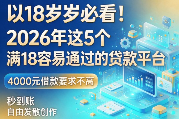 18岁必看！2026年这5个满18容易通过的贷款平台，4000元借款要求不高秒到账