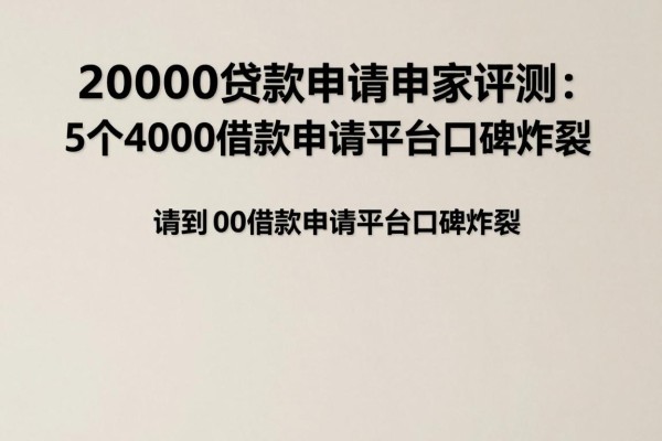 20000贷款申请必看!2026独家评测:5个4000借款申请平台口碑炸裂