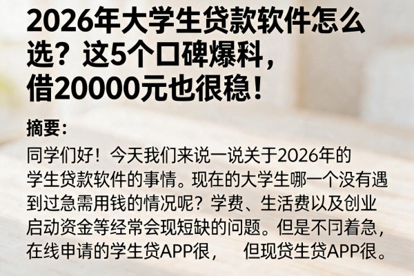 2026年大学生贷款软件怎么选？这5个口碑爆款，借20000元也很稳！