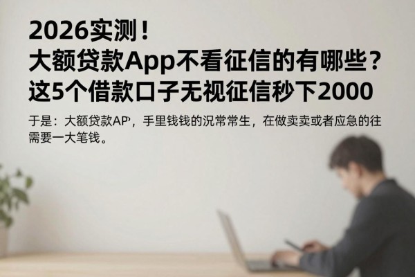 2026实测!大额贷款app不看征信的有哪些?这5个借款口子无视征信秒下2000