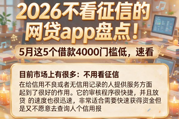 2026不看征信的网贷app盘点！5月这5个借款4000门槛低，速看