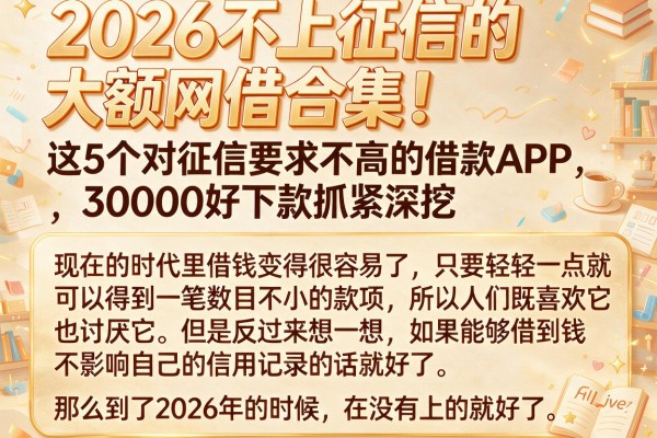2026不上征信的大额网借合集!这5个对征信要求不高的借款APP,30000好下款抓紧深挖