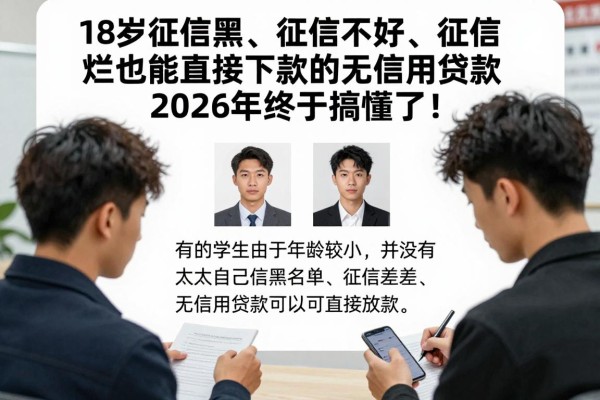 18岁征信黑、征信不好、征信烂也能直接下款的无信用贷款，2026年终于搞懂了！
