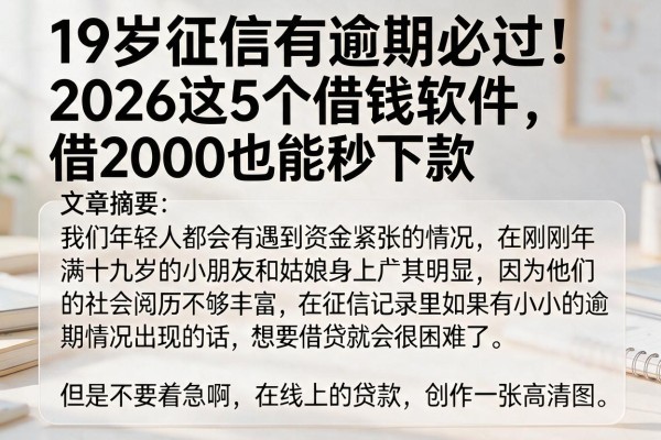 19岁征信有逾期必过！2026这5个借钱软件，借2000也能秒下款