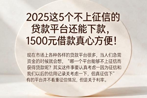 2025这5个不上征信的贷款平台还能下款,1500元借款真心方便!