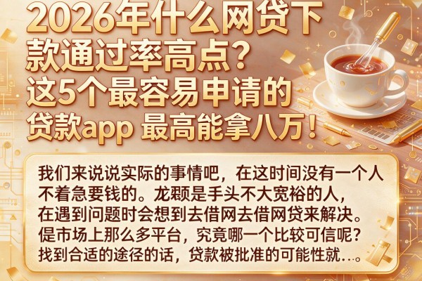 2026年什么网贷下款通过率高点?这5个最容易申请的贷款app,最高能拿八万!