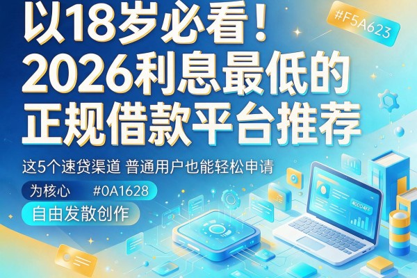 18岁必看!2026利息最低的正规借款平台推荐,这5个速贷渠道普通用户也能轻松申请