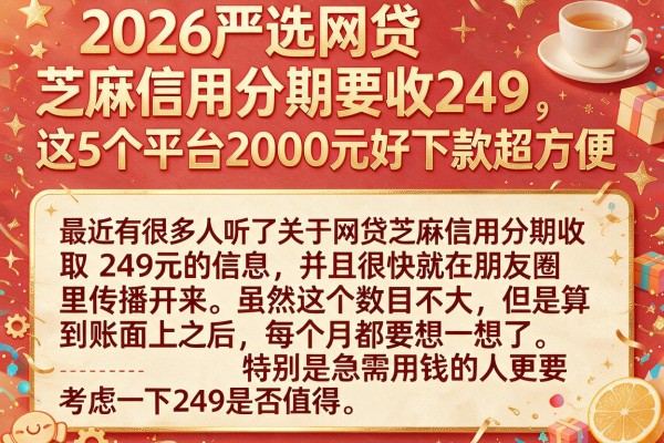 2026严选网贷芝麻信用分期要收249，这5个平台2000元好下款超方便