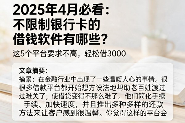 2025年4月必看:不限制银行卡的借钱软件有哪些?这5个平台要求不高,轻松借3000