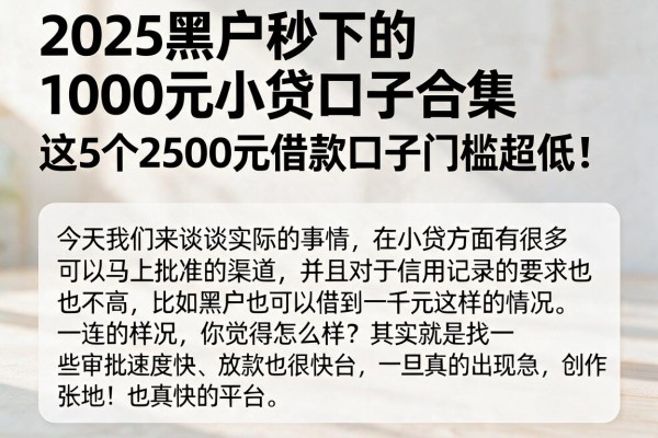 2025黑户秒下的1000元小贷口子合集,这5个2500元借款口子门槛超低!