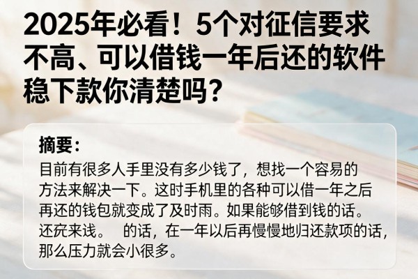 2025年必看!5个对征信要求不高、可以借钱一年后还的软件,稳下款你清楚吗?