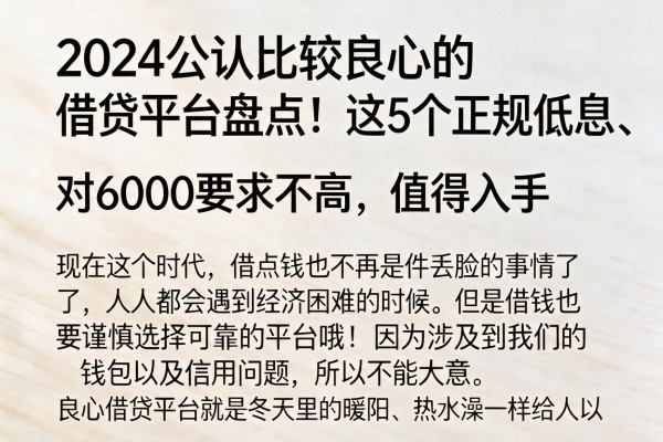 2024公认比较良心的借贷平台盘点！这5个正规低息、对6000要求不高，值得入手