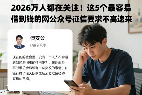 2026万人都在关注!这5个最容易借到钱的网贷公众号,征信要求不高速来