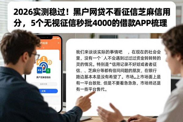 2026实测稳过！黑户网贷不看征信芝麻信用分，5个无视征信秒批4000的借款APP梳理