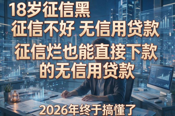 18岁征信黑、征信不好、征信烂也能直接下款的无信用贷款,2026年终于搞懂了!