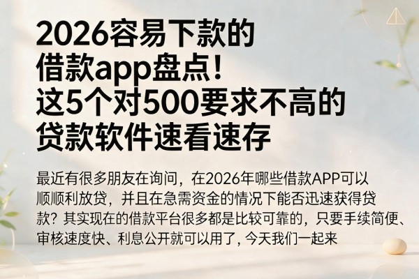 2026容易下款的借款app盘点!这5个对500要求不高的贷款软件速看速存