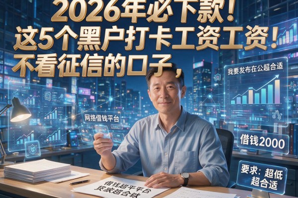2026年必下款！这5个黑户打卡工资不看征信的口子，借钱2000要求超低超合适