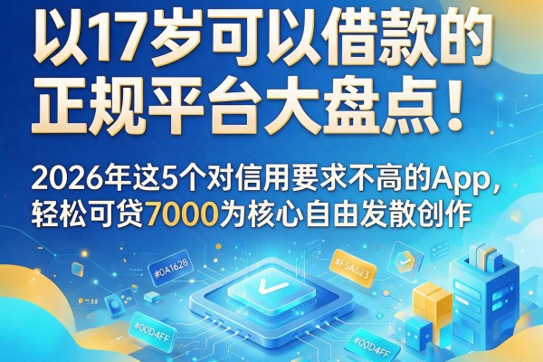 17岁可以借款的正规平台大盘点!2026年这5个对信用要求不高的App,轻松可贷7000